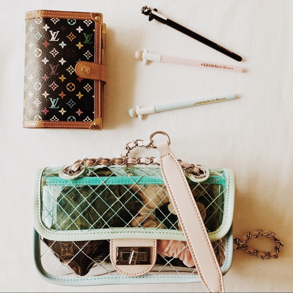 Designer inspired transparent clear bag crossbody